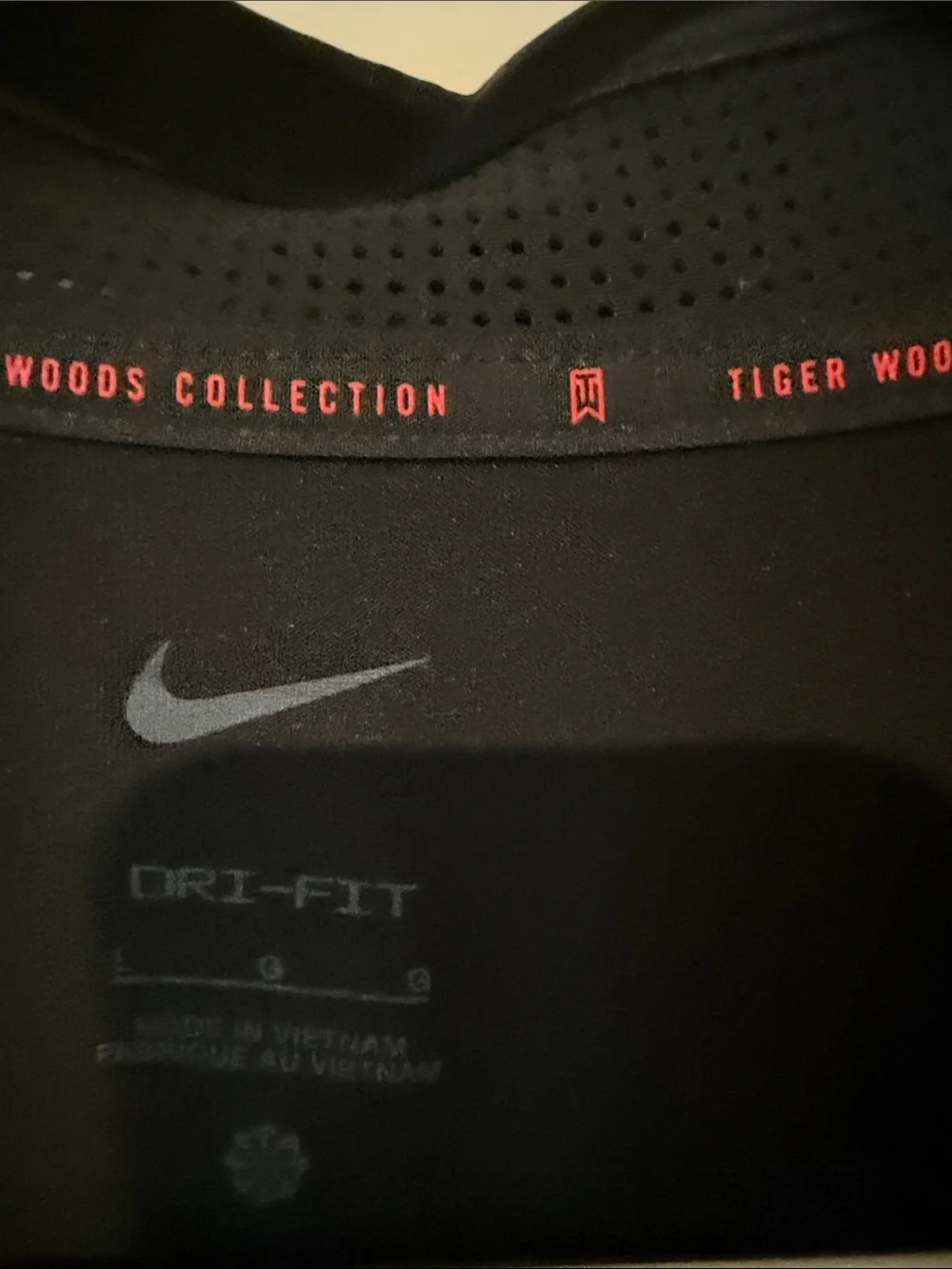 Nike Black Polo with White Stripes and ACC Logo Tiger Woods Collection